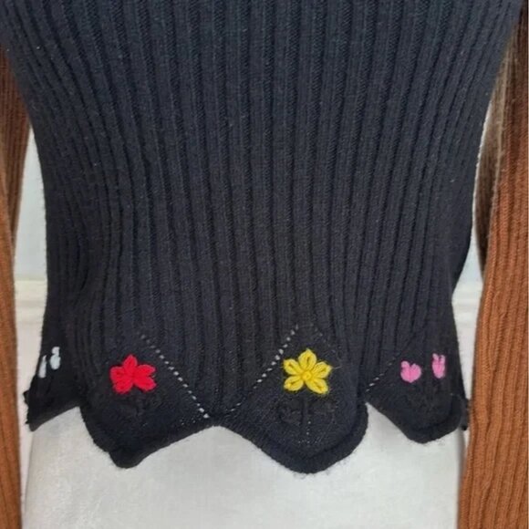 CORMIO Oma Sweater Sz Large Brown Black Cashmere Merino Wool Embroidered - Picture 5 of 11